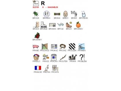 Výslovnost R snadnější slova - naučná karta