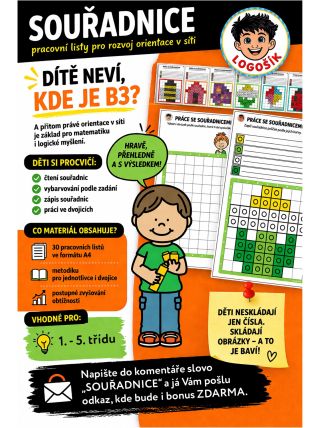 Dítě neví, kde je B3? 🤔 A přitom právě orientace v síti je základ pro matematiku i logické myšlení. Se souborem SOUŘADNICE...