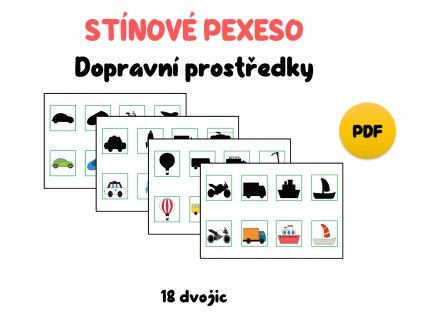 Stínové pexeso dopravní prostředky