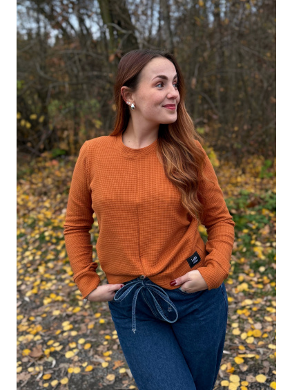 Vaflová mikina (bez spadnutých rukávu) s proplétáním