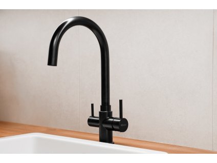 Trojcestná kuchyňská baterie SEVI - zaoblená, černá