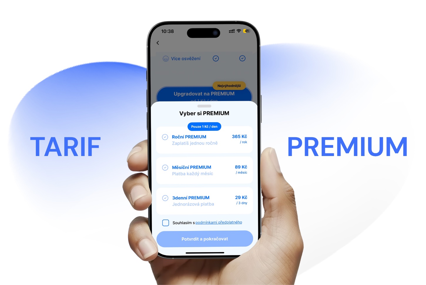 Výběr tarifu PREMIUM v aplikaci LOKNI
