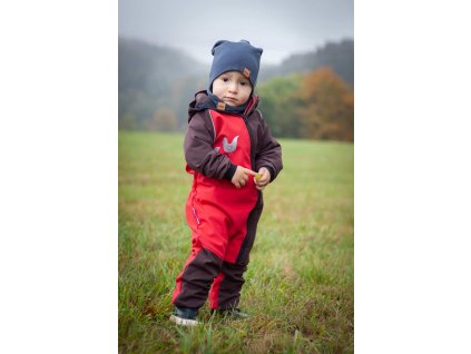 Baby growing softshell overall - red
