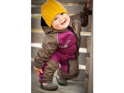 Baby growing softshell overall - raspberry