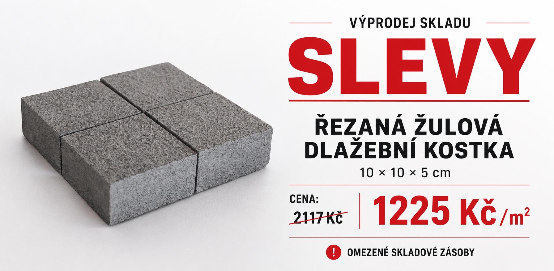 Řezaná žulová dlažební kostka 10×10×5 cm