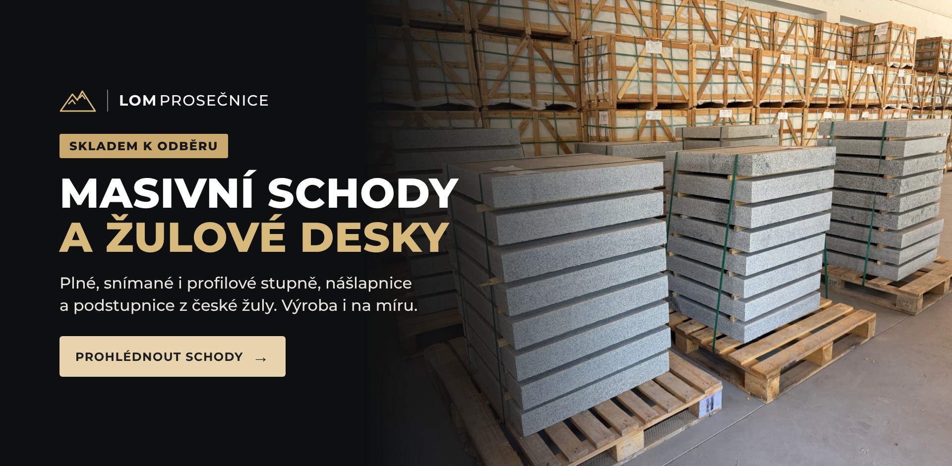 Masivní schody a žulové desky skladem