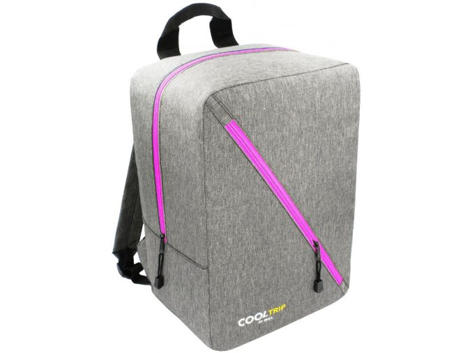 Cestovní batoh 40x25x20 příruční zavazadlo - Šedý-Růžový, vzor 01