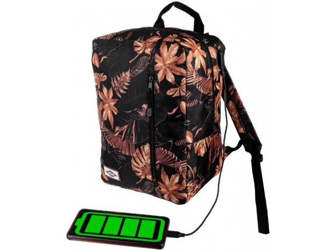 Cestovní batoh SMART 40x25x20 příruční zavazadlo - LEAVES