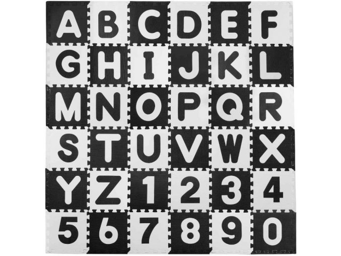 Pěnové puzzle koberec 36 ks 180x180x1,1 cm Abeceda+Čísla