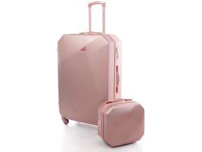 Sada cestovních kufrů GLAMOUR 2v1 Rose Gold kufr do letadla 77x52x29 + Kufřík