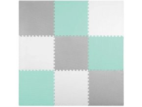 Pěnové puzzle koberec 9 ks 180x180 cm šedo-bílo-mátový