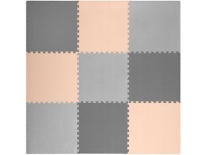 Pěnové puzzle koberec 9 ks 180x180 cm šedo-grafitovo-lososový