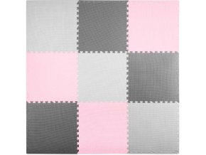 Pěnové puzzle koberec 9 ks 180x180 cm šedo-grafitovo-růžový