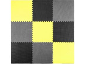 Pěnové puzzle koberec 9 ks 180x180 cm šedo-černo-žlutý
