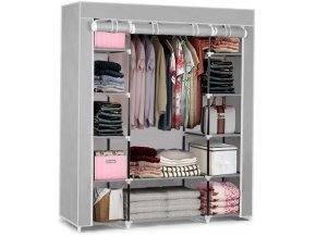 Velká textilní šatní skříň na oblečení 170x135x45 cm šedá
