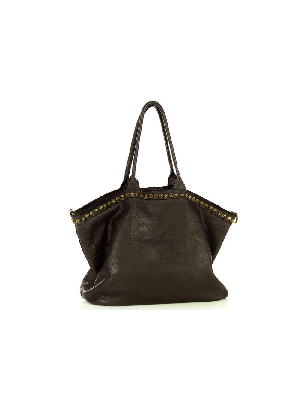 MARCO MAZZINI Tmavě hnědá velká vintage kožená kabelka