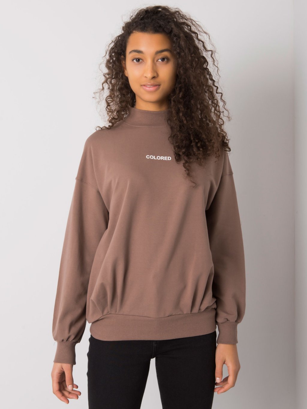Hnědá mikina se stojáčkem Colored