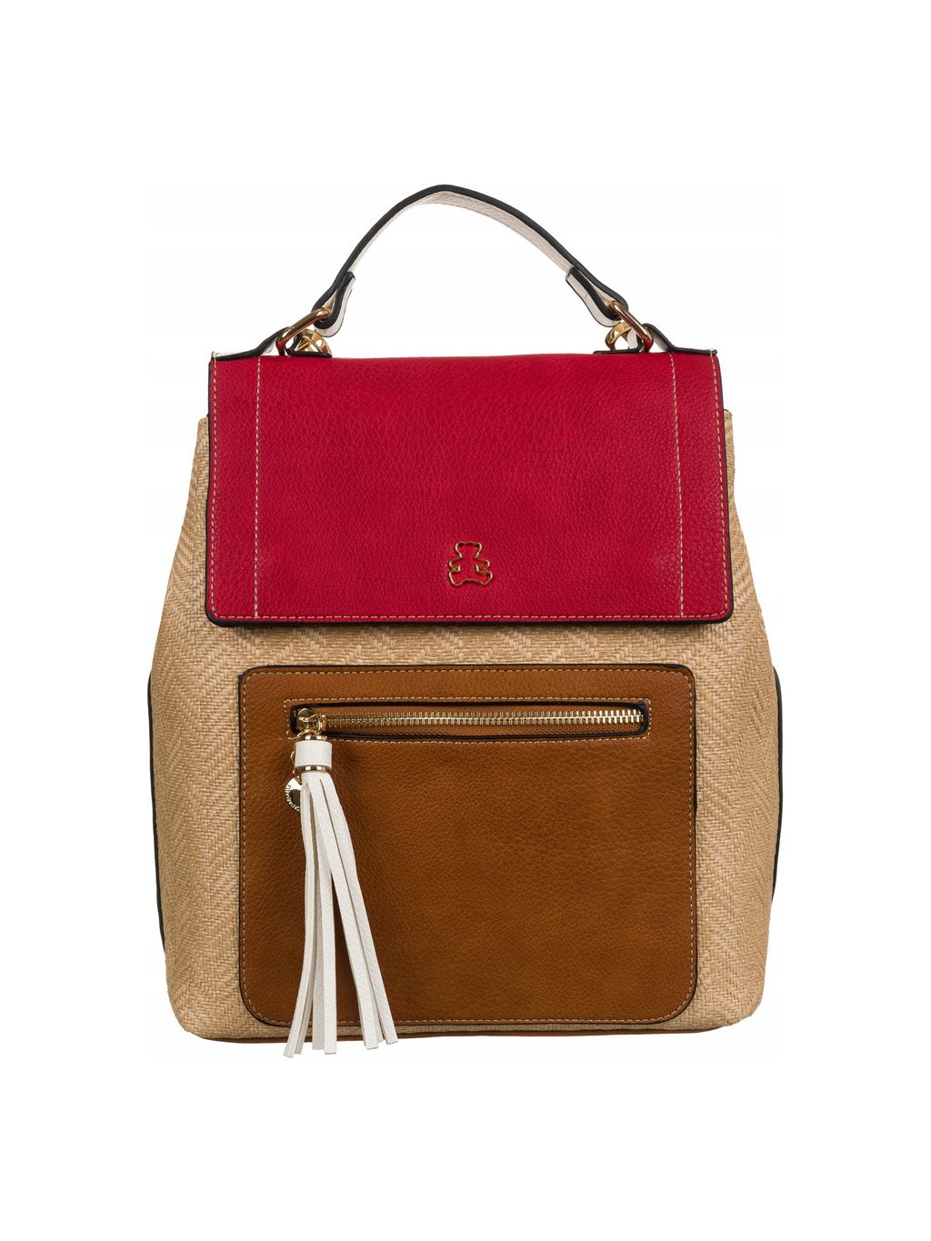 LuluCastagnette béžovo-hnědo-červený elegantní batoh