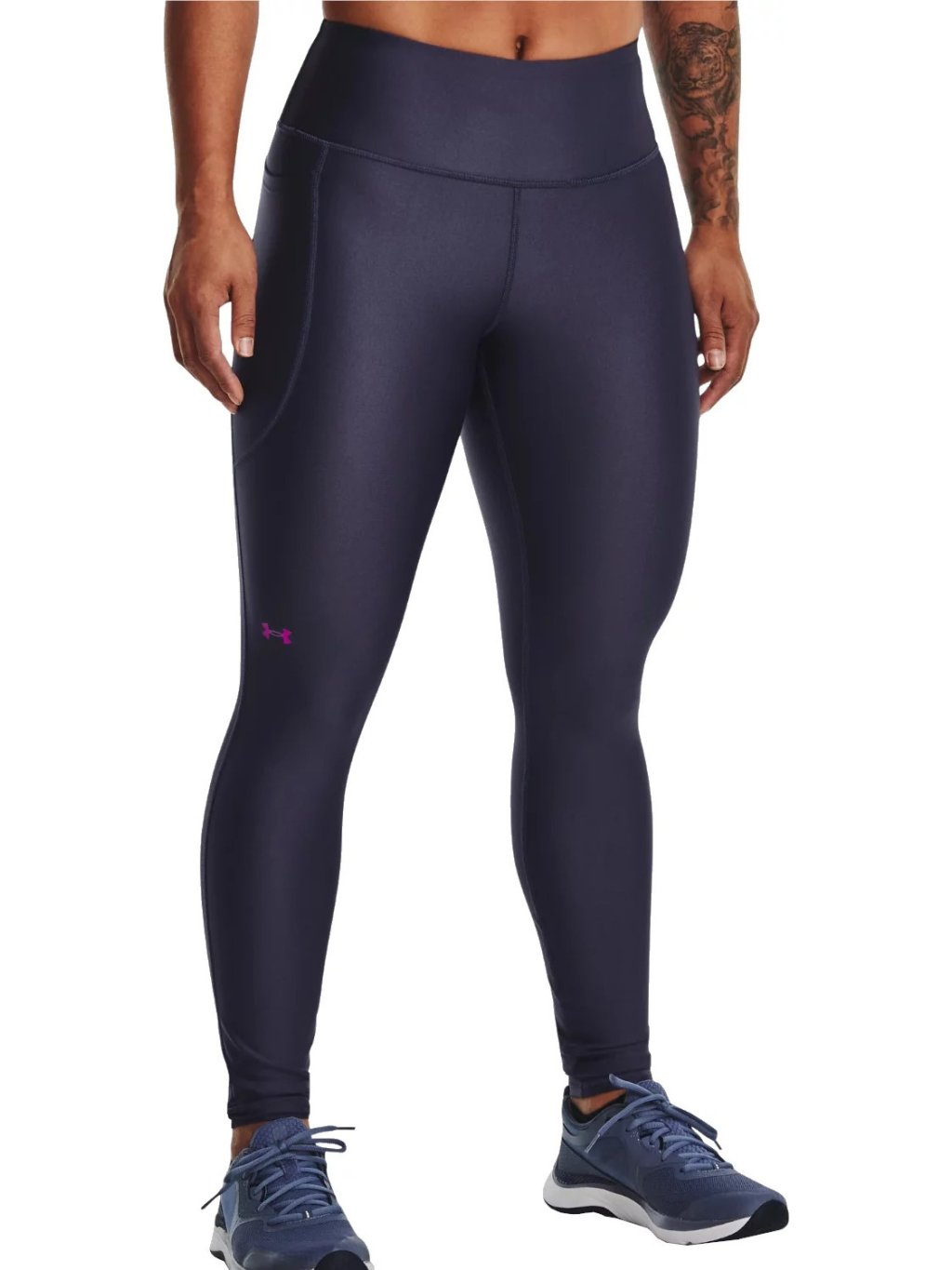 TMAVĚ FIALOVÉ DÁMSKÉ LEGÍNY UNDER ARMOUR HEATGEAR NO-SLIP WAISTBAND  LEGGINGS 