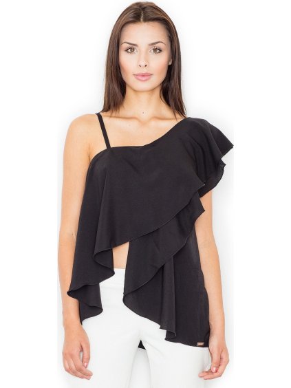 (Vel. M) Černá halenka s volánkem