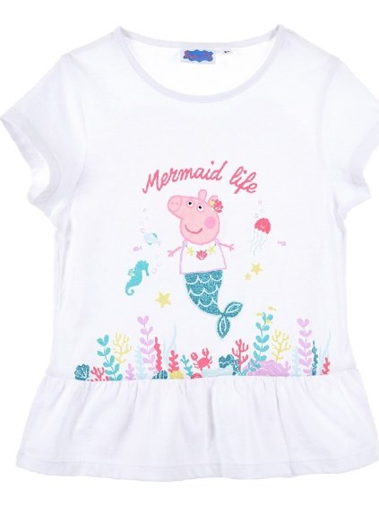 Bílé tričko s volánky Peppa Pig (Velikost 110)