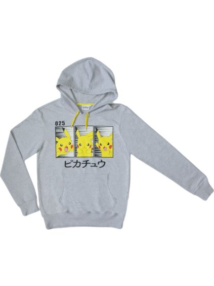 Šedá pánská mikina Pokemon Pikachu