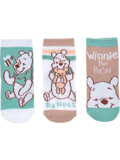 Sada 3 ks ponožek Disney baby - Winnie the Pooh - tyrkysová, hnědá
