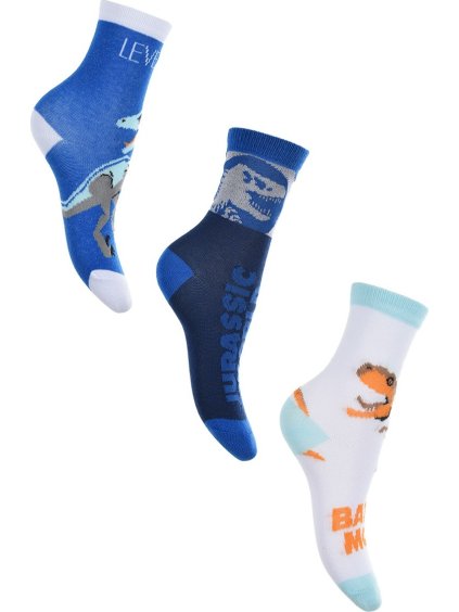 Sada chlapeckých ponožek Jurassic World - modrá, bílá