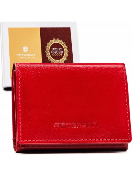 Peterson Červená malá kožená peněženka Y394