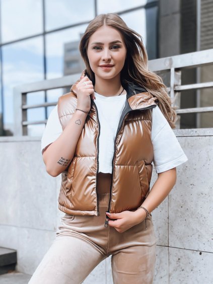 Hnědá prošívaná kratší vesta ASHE