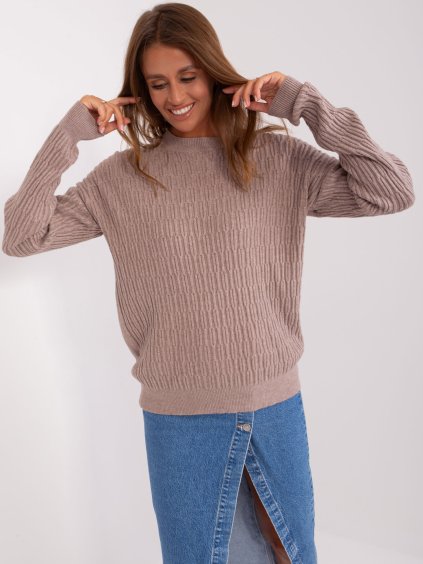 Béžový vzorovaný svetr SARA (Velikost ONE SIZE)