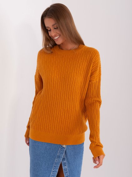 Oranžový vzorovaný svetr SARA (Velikost ONE SIZE)