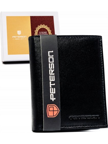 Peterson Černá malá kožená peněženka Y402