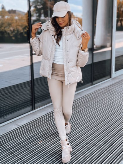 Béžová dámská prošívaná bunda COLLAR