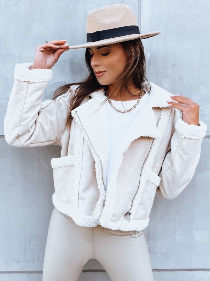 Smetanová vyteplená koženková bunda PLAYDIVA