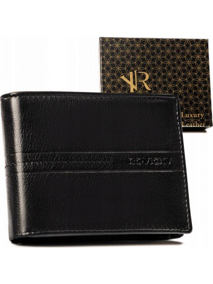 Rovicky Černá kožená peněženka bez zapínání L198