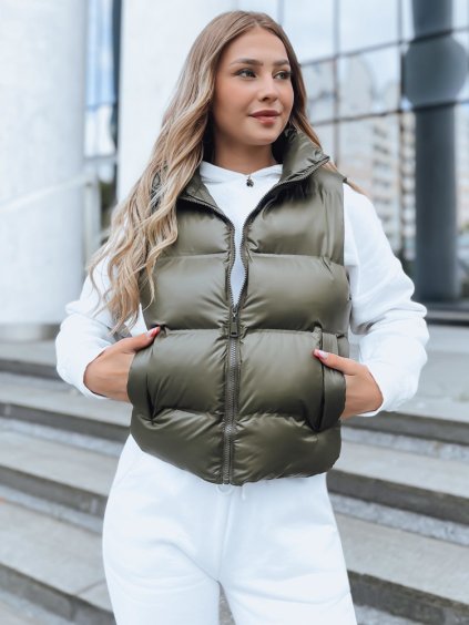 Tmavá khaki prošívaná vesta WILLOW