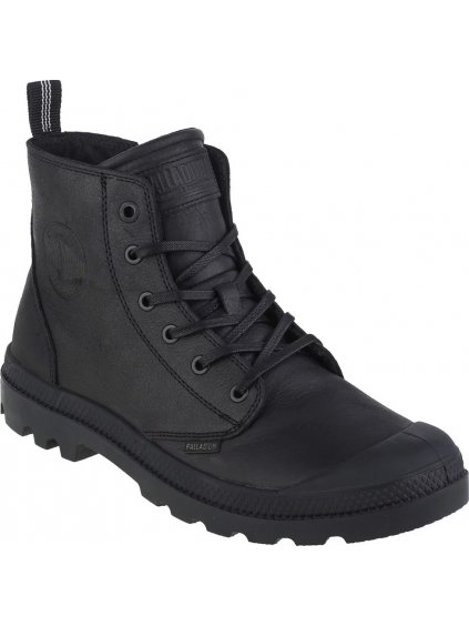 ČERNÉ KOŽENÉ KOTNÍKOVÉ BOTY PALLADIUM PAMPA ZIP LTH ESS