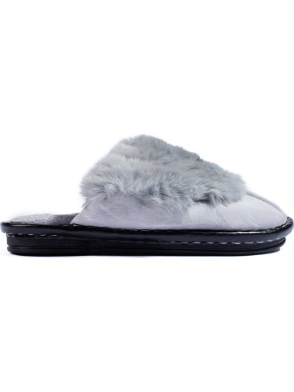 Dámské šedé pohodlné pantofle s kožešinou Shelovet