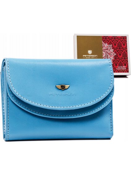 Peterson Světle modrá středně velká dámská kožená peněženka Y421