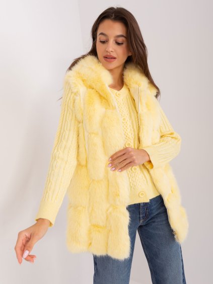 Žlutá chlupatá vesta s kapucí (Velikost 2XL/3XL)