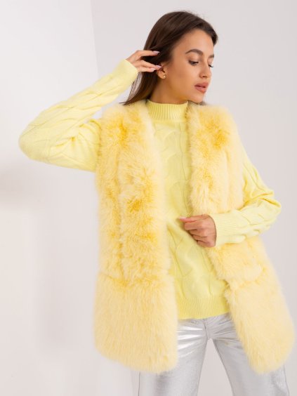 Žlutá chlupatá kožíšková vesta (Velikost 2XL/3XL)