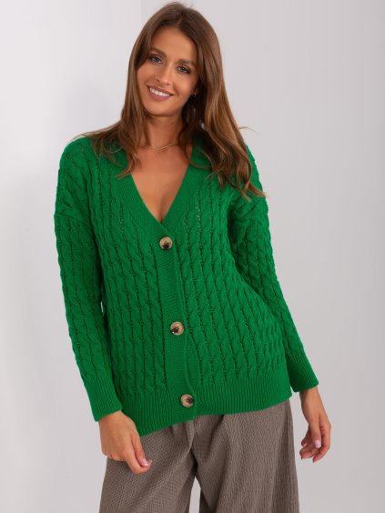 Tmavě zelený svetr na knoflíky