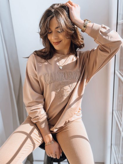 Béžová mikina bez kapuce CALIFORNIA DREAM