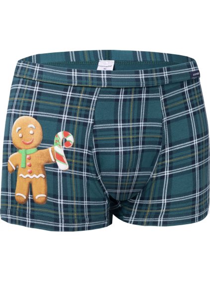 Zelené kárované pánské vánoční boxerky - Perníček