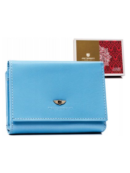 Peterson Světle modrá středně velká dámská kožená peněženka Y457