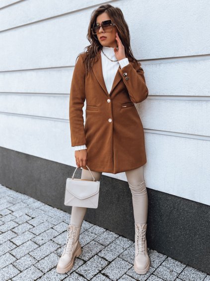 Hnědý podzimní kabát ELLE (Velikost S)