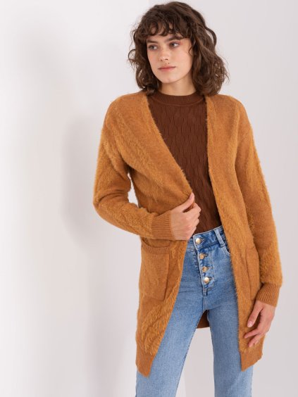 Camel měkký kardigan s kapsami (Velikost ONE SIZE)