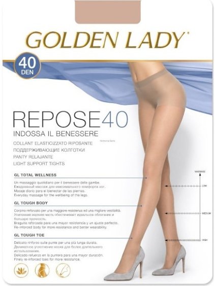 Průhledné punčochové kalhoty Golden Lady Repose 40 den (Barva hnědá, Velikost 2XL)