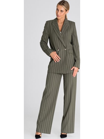 Khaki pruhované elegantní sako